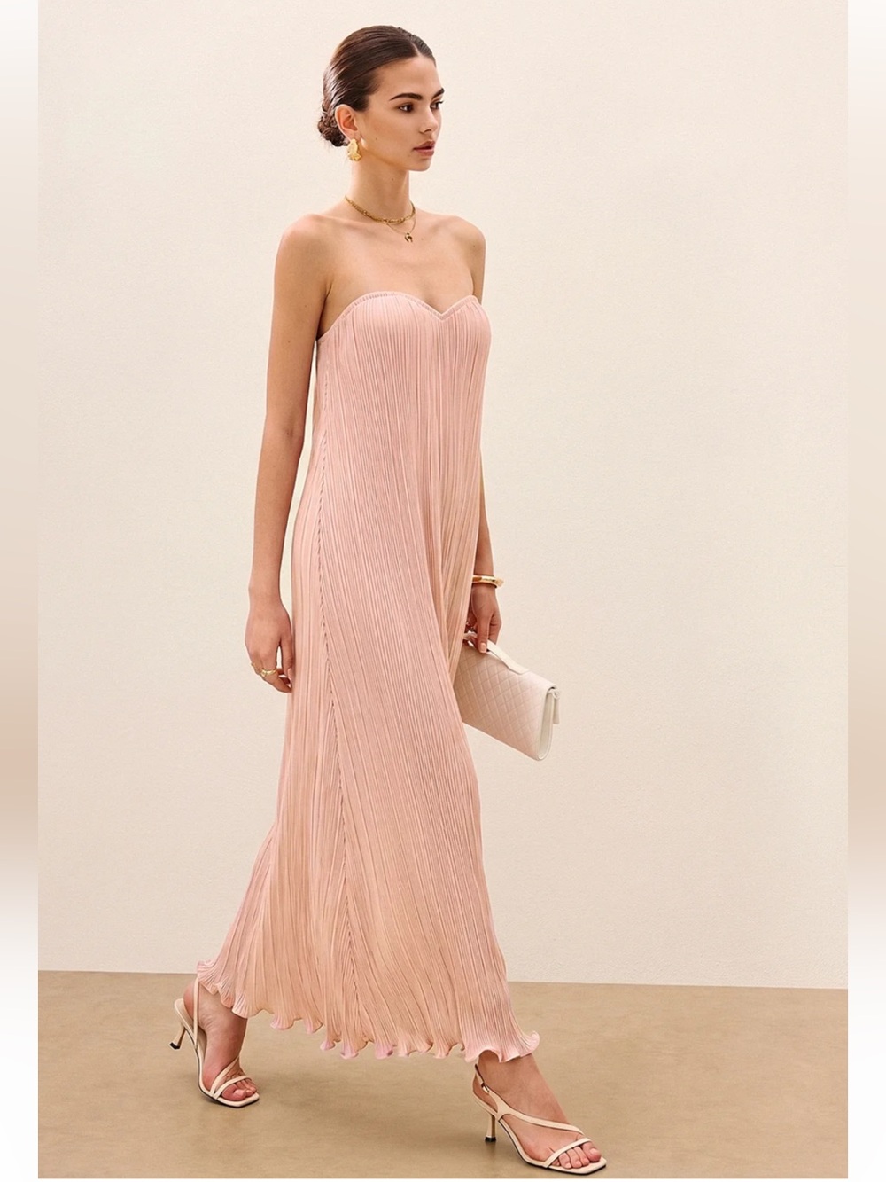 NWT Commense Strapless Pleated Maxi Dress